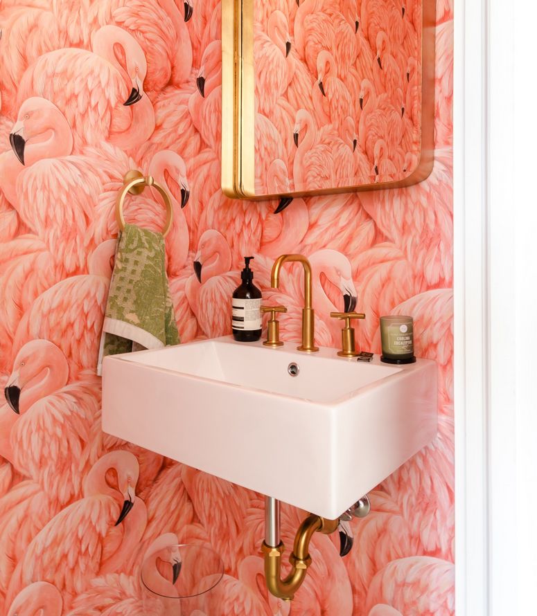motifs flamants rose salle de bain